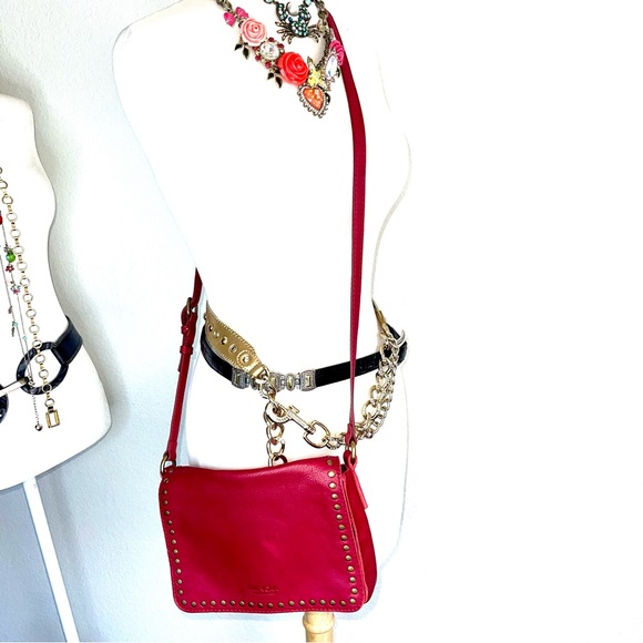AMERICAN LEATHER COMPANY Red Crossbody Shoulder bag with brass accents - Picture 2 of 16